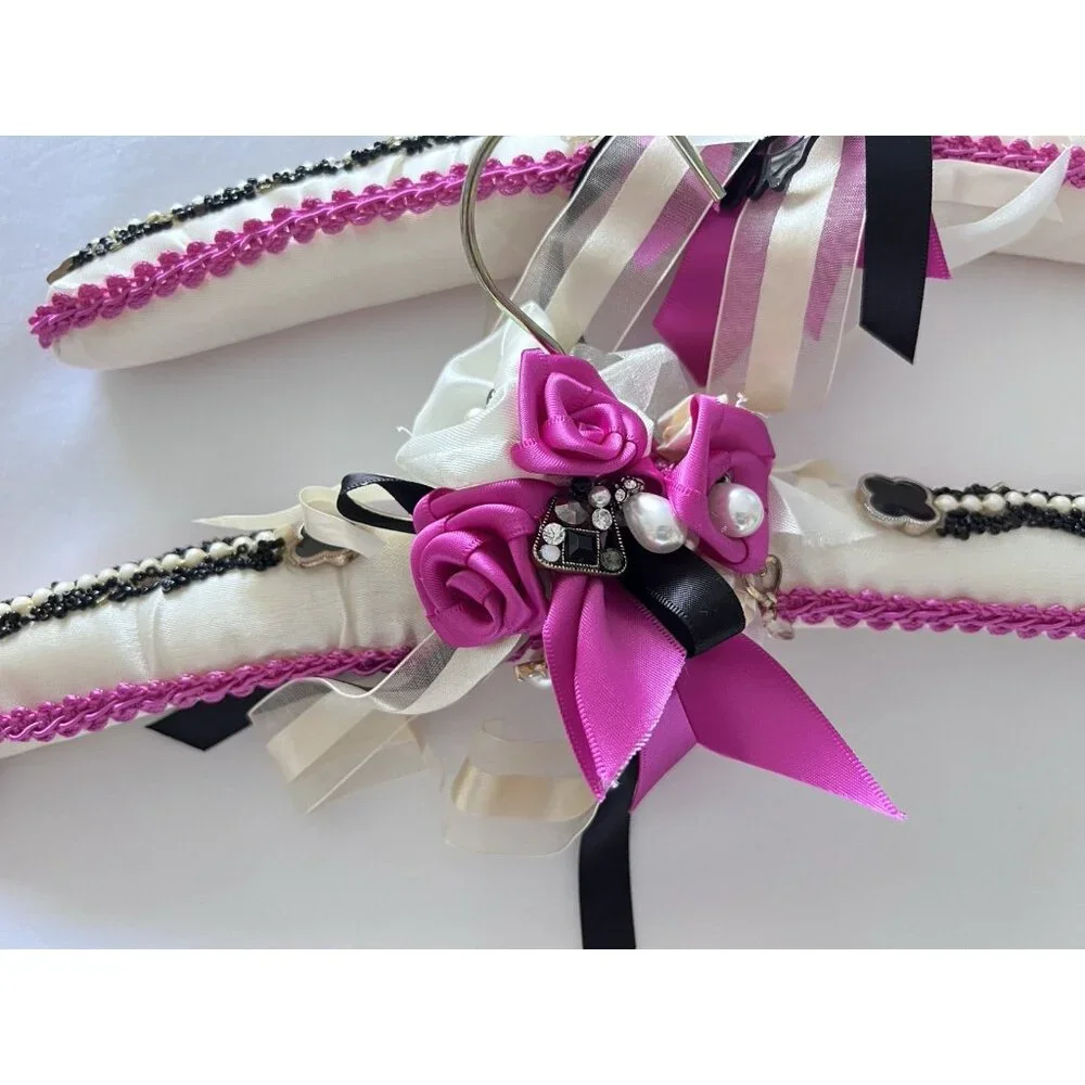 PAIR Vintage Satin Hangers Upcycled Wedding Dress Lingerie Elegant Handmade